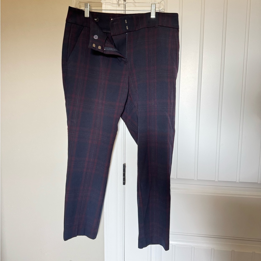 LOFT Curvy Skinny Ankle Plaid Pants